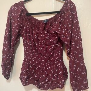 Floral Burgundy Women's Top